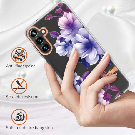 Противоударный чехол Flowers and Plants Series для Samsung Galaxy A04s/A13 5G - Purple Begonia