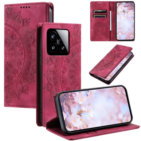 Чохол-книжка Totem Embossed Magnetic Leather для Xiaomi 15 - червоний