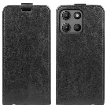 Флип-чехол Vertical Flip Leather Phone Case with Card Slot для Motorola Moto G15 - чорний
