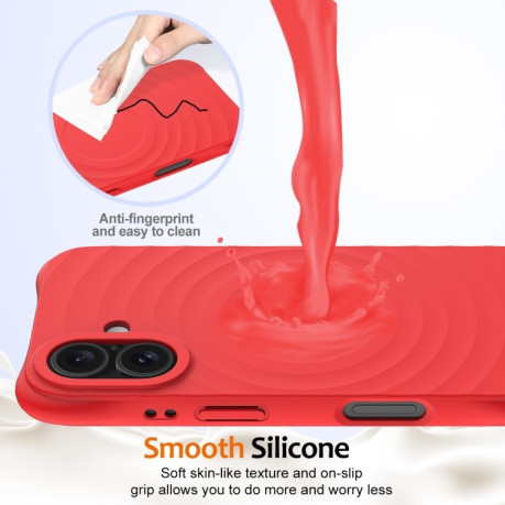 Чохол протиударний Wave Texture MagSafe Magnetic Liquid Silicone для iPhone 16 Plus - червоний