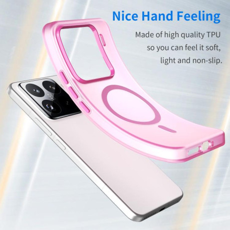 Протиударний чохол MagSafe Frosted Translucent TPU + PC для Xiaomi 15 Pro - рожевий