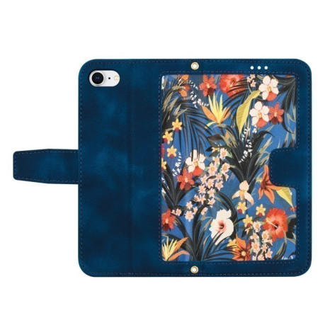 Чехол-книжка Floral Pattern Leather для iPhone 16e - синий