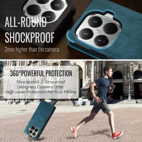 Чехол-книжка CaseMe-013 многофункциональный с кармашком на карт на Xiaomi 15T Pro - синий