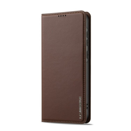 Чехол-книжка LC.IMEEKE L1 Series Frosted Fine Texture для Samsung Galaxy S25+ 5G - коричневый