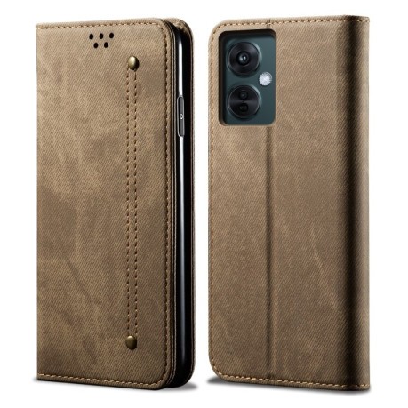 Чехол книжка Denim Texture Casual Style на Vivo Y36 5G / 4G - хаки