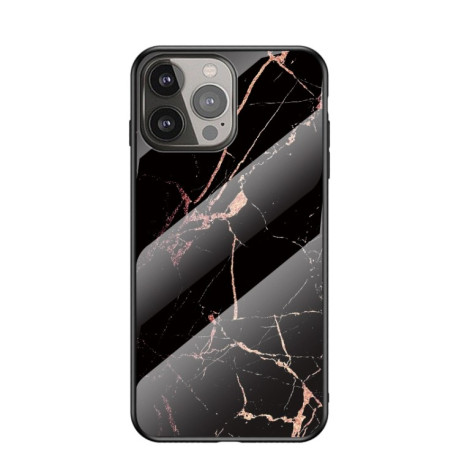 Скляний чохол Marble Pattern для iPhone 13 Pro - Golden Black