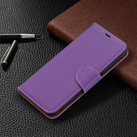 Чехол-книжка Litchi Texture Pure Color на Xiaomi Redmi 9T - фиолетовый