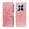 Чехол-книжка с тиснением “бабочки” и магнитным хлястиком на Xiaomi Poco M8 Pro/Redmi Note 15 Pro+ 5G Global  — розово-золотой