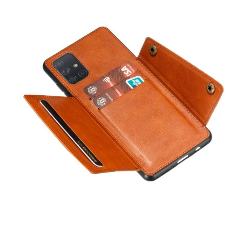 Противоударный чехол Magnetic with Card Slots на Samsung Galaxy A52/A52s - коричневый
