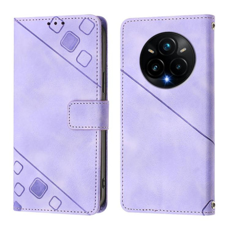 Чохол-книжка Skin-feel Embossed для Realme 14 Pro+ 5G - фіолетовий