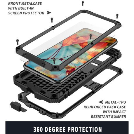 Противоударный металлический чехол R-JUST Dustproof на Samsung Galaxy S21 Plus - черный