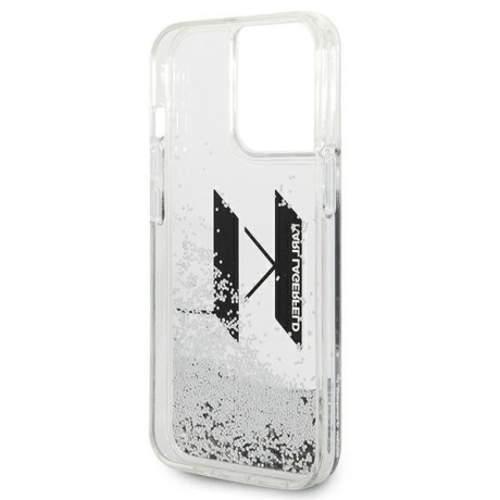 Оригінальний чохол Karl Lagerfeld Liquid Glitter Big KL для iPhone 14 Pro Max - silver