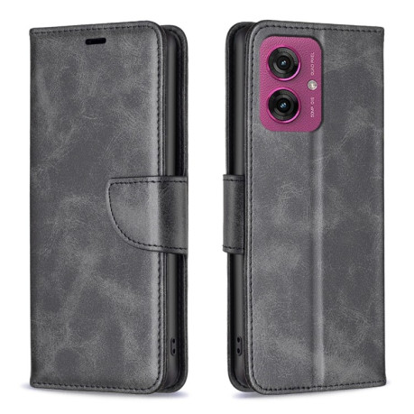 Чехол-книжка Lambskin Texture Pure Color дляMotorola Moto G55 - черный
