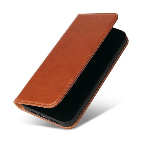 Кожаный чехол-книжка Fierre Shann Genuine leather на iPhone 13 Pro - коричневый