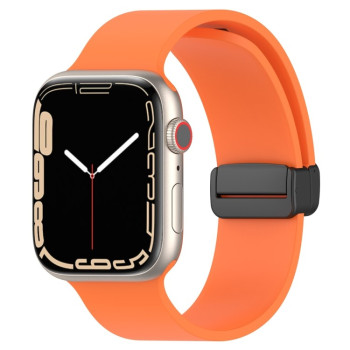 Силіконовий ремінець Magnetic Black Buckle Smooth для Apple Watch 10 46mm/Ultra 49mm / Series 8/7 45mm / 44mm / 42mm /42mm - помаранчевий