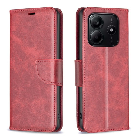 Чехол-книжка Lambskin Texture Pure Color для Xiaomi Redmi Note 14 5G/Poco M7 Pro 5G - красный