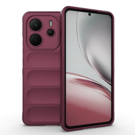 Силіконовий чехол Magic Flannel для Xiaomi Redmi Note 14 4G 164.84mm - винно-червоний