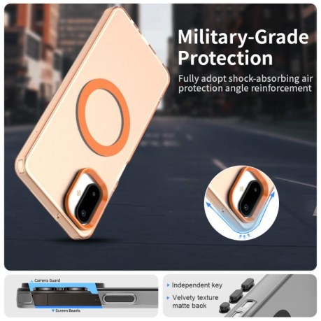 Противоударный чехол Candy Magsafe PC Hybrid TPU для Samsung Galaxy F06 5G / M06 5G - оранжевый