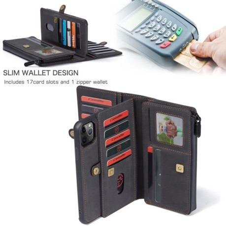 Шкіряний чохол-гаманець CaseMe 018 на iPhone 11 Pro - чорний