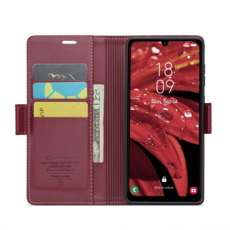 Чехол-книжка CaseMe 023 Butterfly Buckle Litchi Texture RFID Anti-theft Leather для Samsung Galaxy A25 5G - винно-красный