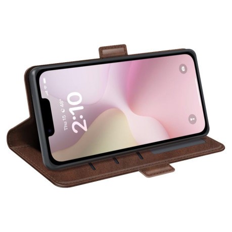 Чехол-книжка Dual-side Magnetic Buckle для iPhone 16e - коричневый