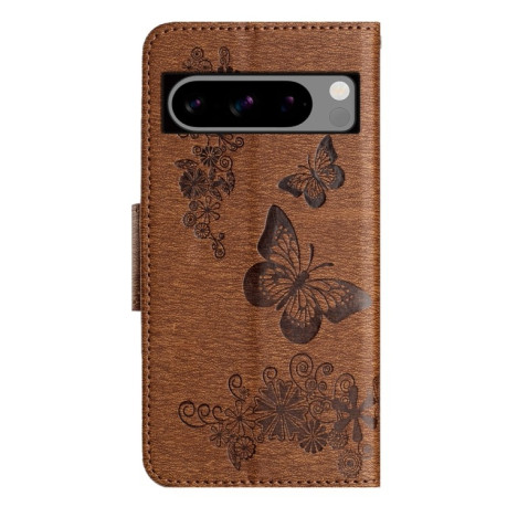 Чехол-книжка Embossed Butterfly для Google Pixel 8 Pro - коричневый