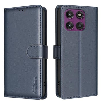 Чехол-книжка Litchi Texture RFID Anti-theft Leather для Motorola Edge 60 Pro - синий