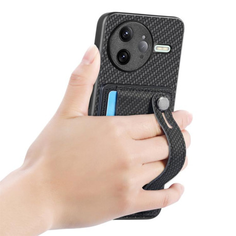 Противоударный чехол Wristband Kickstand Card для Redmi K80 Pro / Poco F7 Ultra - черный