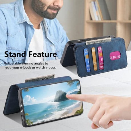 Чохол-книжка CaseNeo MagSafe RFID Anti-theft Retro Leather на OPPO Reno15 F 5G — синій
