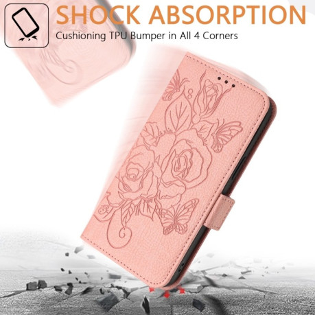 Чехол-книжка Embossed Rose RFID Anti-theft Leather для Realme GT 7 Pro 5G - розовый