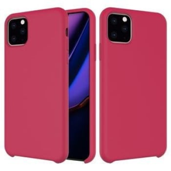 Силиконовый чехол Solid Color Liquid на iPhone 11 Pro Max-пурпурно-красный