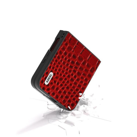 Противоударный чехол ABEEL Crocodile Texture Genuine Leather для Motorola Razr 60 Ultra - красный