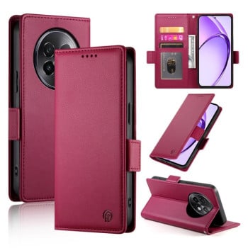 Чехол-книжка Side Buckle Magnetic Frosted Leather для Realme 13+ - винно-червоний