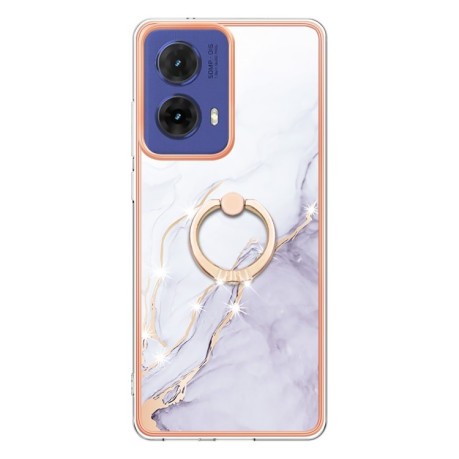 Чехол Electroplating with Ring Holder для Motorola Moto G85 - White