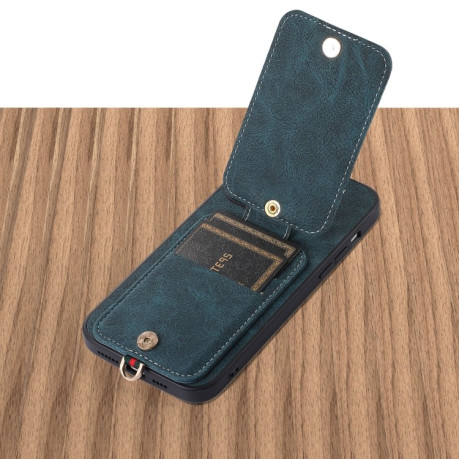 Протиударний чохол ABEEL Litchi Texture Card Bag для iPhone 15 Pro Max - синій