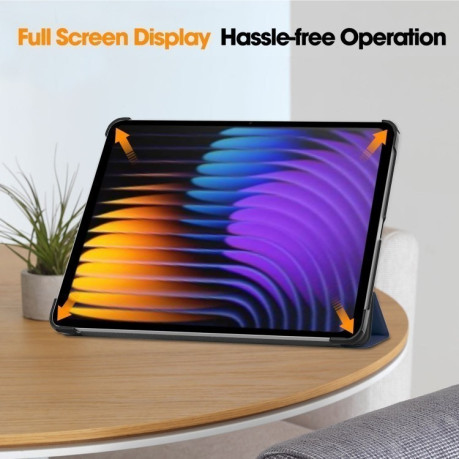 Чехол Custer Texture Three-folding Sleep/Wake-up для Xiaomi Pad 7 / 7 Pro- черный - синий