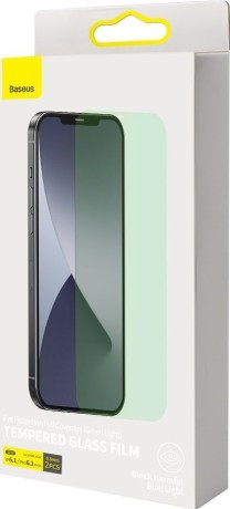 Комплект защитных стекол Baseus 2x 0,3 mm Anti Blue Light Filter с защитой от бликов на iPhone 12 Pro / iPhone 12 (SGAPIPH61P-LP02)