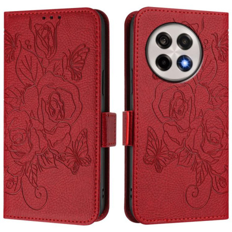 Чохол-книжка Embossed Rose RFID Anti-theft Leather для OnePlus 13R/Ace 5/Ace 5 Pro - червоний