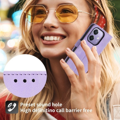 Чехол-книжка Skin-feel Flowers Embossed для OPPO A3/A3x/A40m - фиолетовый
