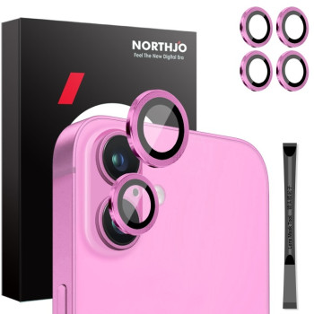 Защита камеры NORTHJO 2 Sets 4pcs Camera Lens  на iPhone 16 / 16 Plus - Rose