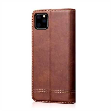 Кожаный чехол -книжка Retro Texture Wallet для iPhone 11 Pro Max- коричневый