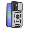 Чехол со шторкой на камеру Sliding Camshield и подставкой на Samsung Galaxy A37 5G — серебристый