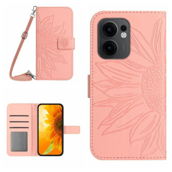 Чохол-книжка Skin Feel з малюнком соняшника на OPPO Reno13 F /Reno13 FS 4G/5G - рожевий