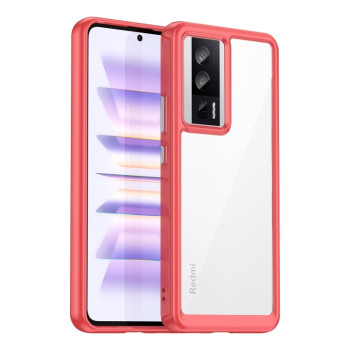Протиударний чохол Colorful Acrylic Series із кольоровою силіконовою боковиною на Xiaomi Poco F5 Pro - червоний