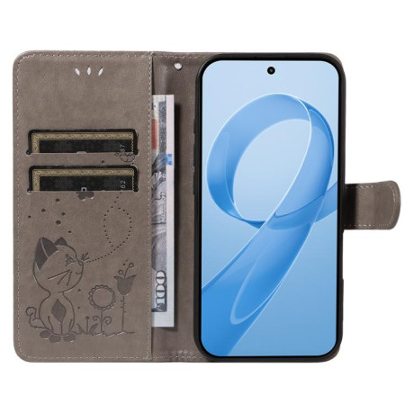 Чохол-книжка Cat Embossing Pattern для Xiaomi Redmi K90/Poco F8 Pro — сірий