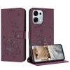 Чехол-книжка Embossed Kitten Phone Leather на OPPO F31 5G / A6 Pro 5G — бордовый
