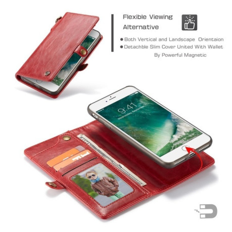 Шкіряний чохол-книга CaseMe на iPhone 8 Plus/ 7 Plus Red