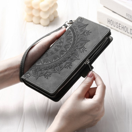 Чехол-книжка Multi-Card Totem Zipper Leather  для Xiaomi 14T - серый