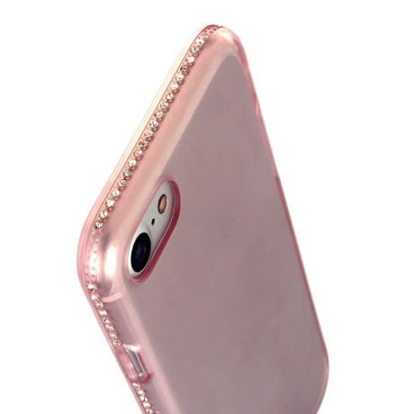 Ультратонкий Прозрачный TPU Чехол Studded Full Frame Diamond Bling Pink для iPhone SE 3/2 2022/2020/8/7
