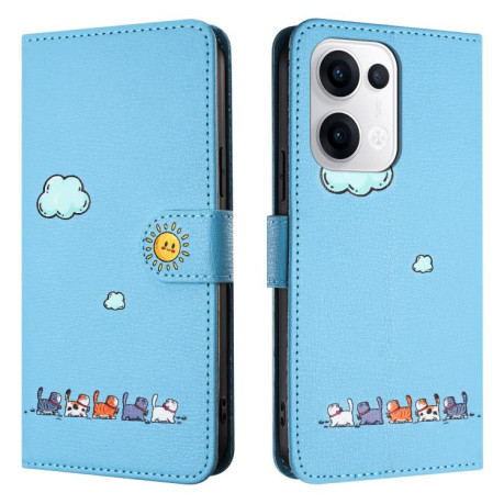 Чохол-книжка Cartoon Cats Leather для OPPO Reno13 5G Global - синій